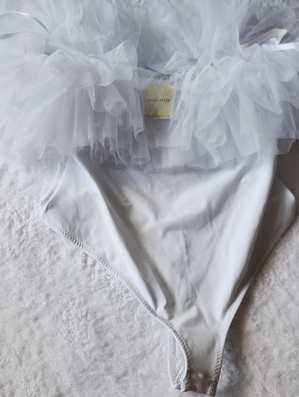 Intimately By Free PeopleWhite Ruffled Tulle One-Piece Bodysuit - M - Picture 2 of 12